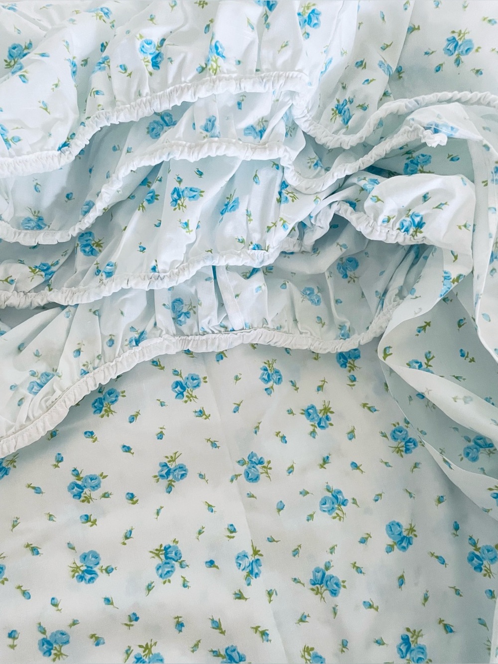 Vintage JCPENNEY Fitted Sheet Blue Roses Percale Full Sz - Picture 6 of 7